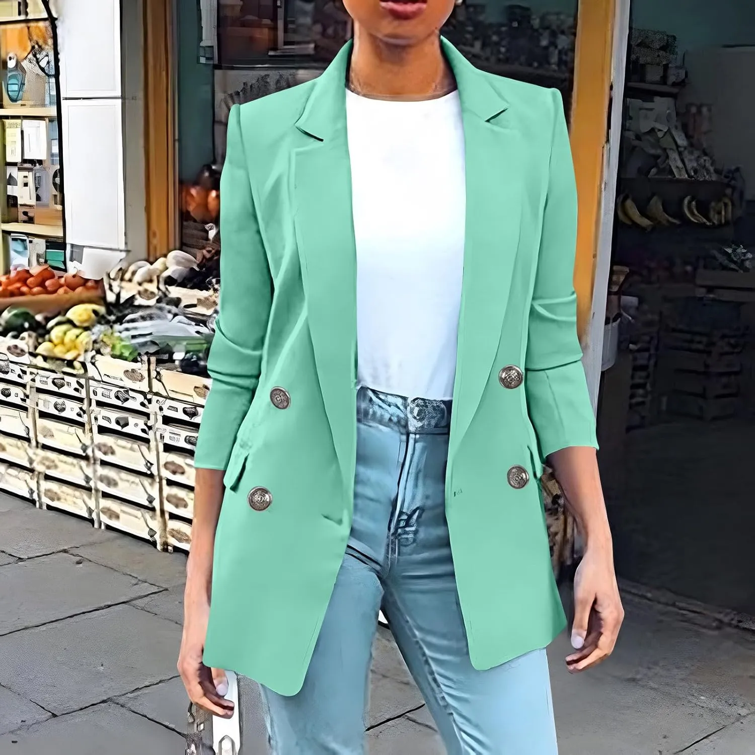 Womens Blazers Suit Jackets Dressy Casual Office Attire Double Breasted Blazer Jackets Professional Clothes