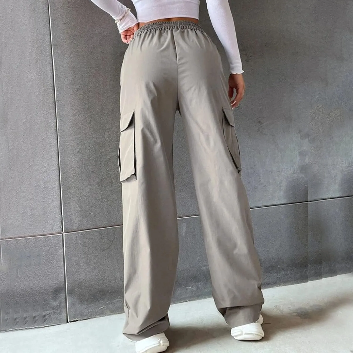 Women's Casual Loose Drawstring Elastic High Waisted Harem Pants Comfy Trousers Wide Leg Cotton Linen Yoga Long Pants