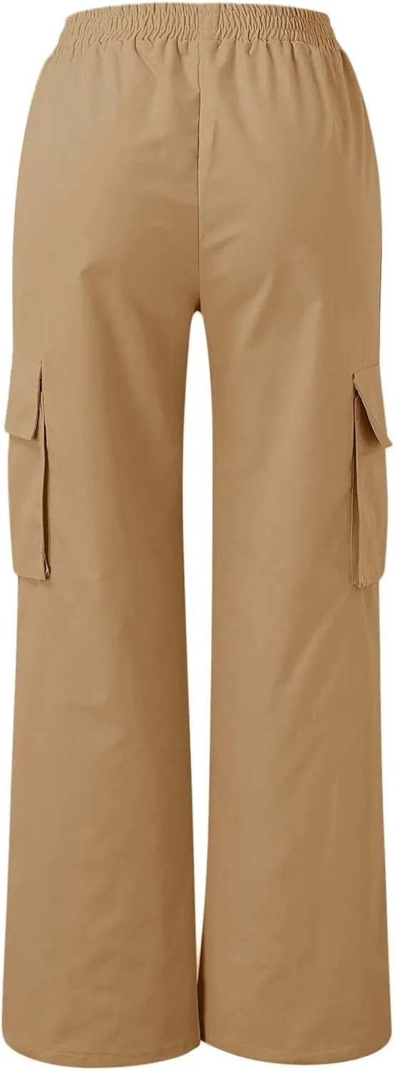 Women's Casual Loose Drawstring Elastic High Waisted Harem Pants Comfy Trousers Wide Leg Cotton Linen Yoga Long Pants