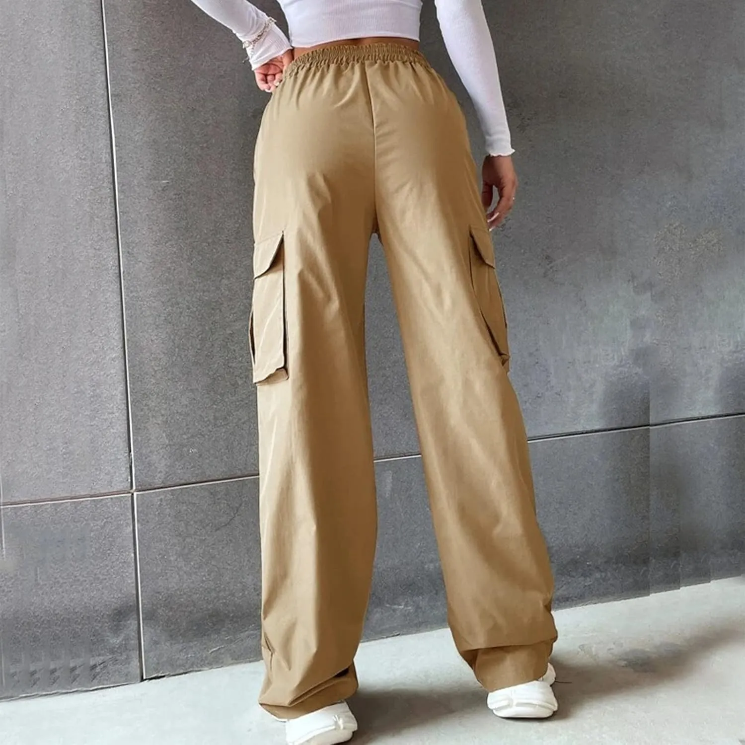 Women's Casual Loose Drawstring Elastic High Waisted Harem Pants Comfy Trousers Wide Leg Cotton Linen Yoga Long Pants