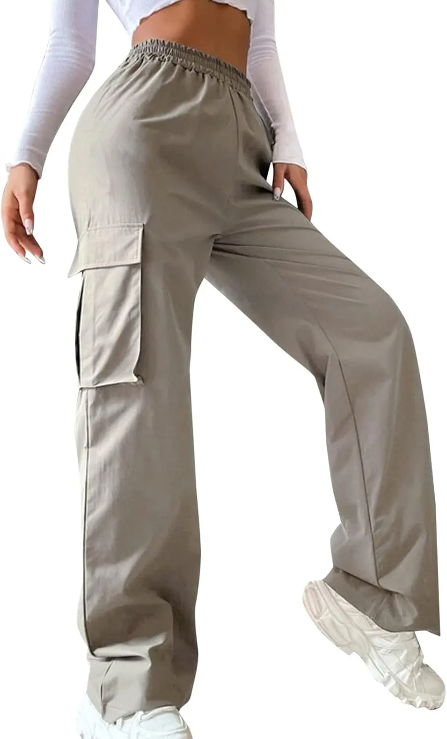 Women's Casual Loose Drawstring Elastic High Waisted Harem Pants Comfy Trousers Wide Leg Cotton Linen Yoga Long Pants