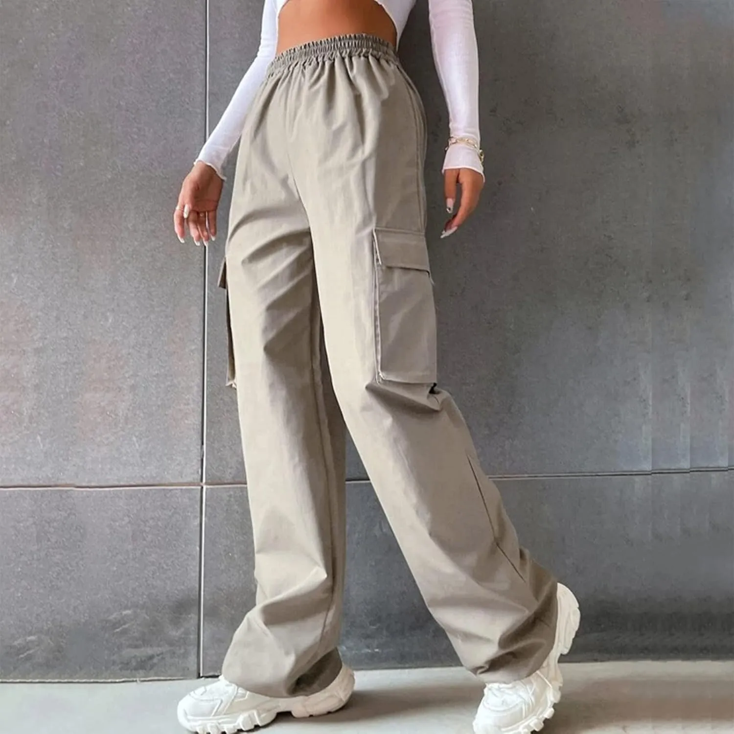 Women's Casual Loose Drawstring Elastic High Waisted Harem Pants Comfy Trousers Wide Leg Cotton Linen Yoga Long Pants