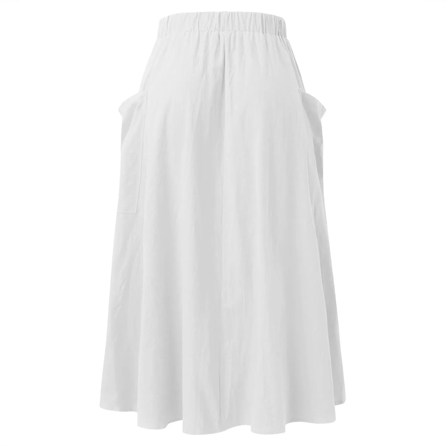 Womens Casual Midi Skirt Womens Lightweight High Waist Pleated A Line Midi Skirt with Pocket Woman Swing Cute