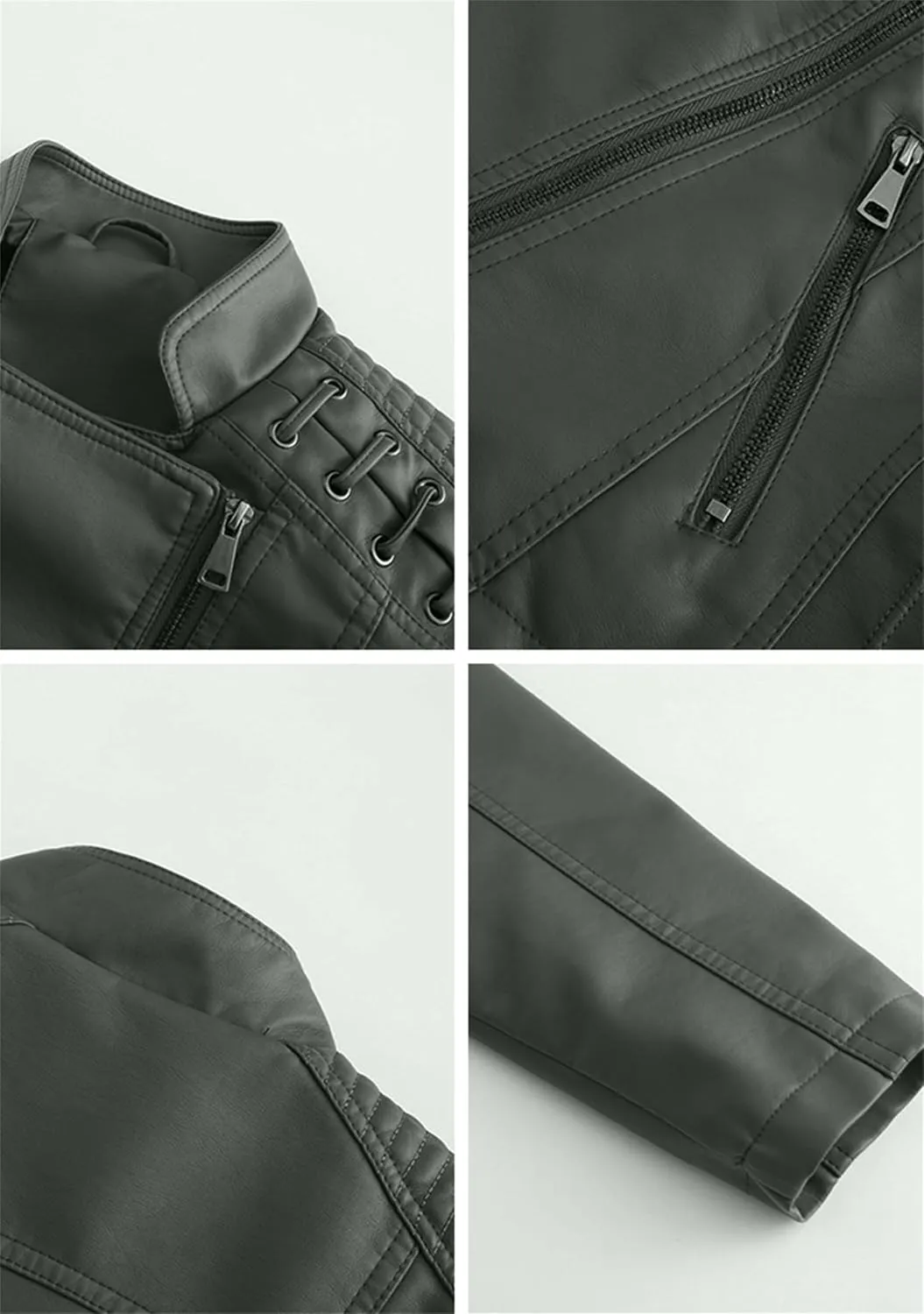 Women's Dressy Cinched Waist Short Jackets Slimming Solid Color Moto Jackets Oversized Elegant Faux Leather Jackets