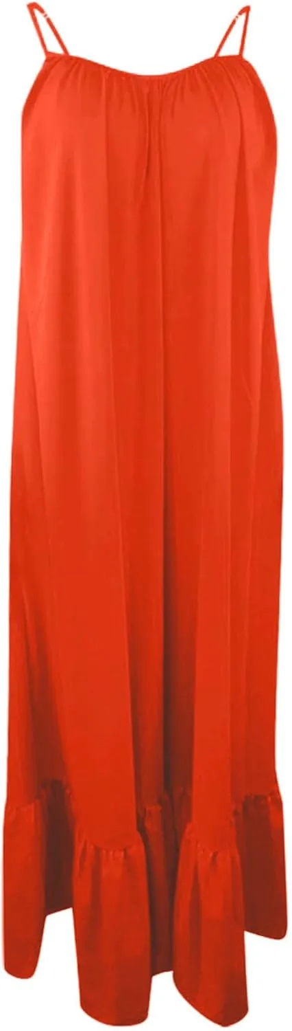 Womens Elegant Sleeveless Color Block Pleated Maxi Dress Low Cut Patchwork Swing Dress High Waist A Line Flowy Sling Dress