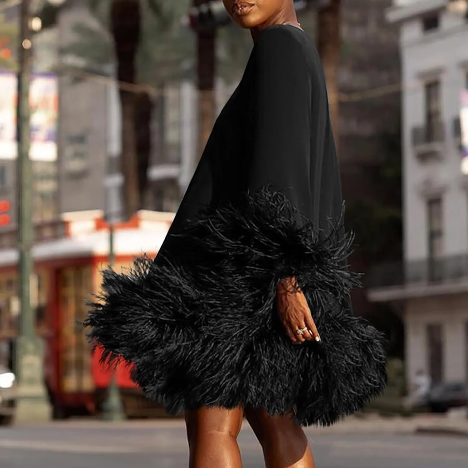 Women's Fall Casual Trendy Elegant Long Sleeve Crew Neck Solid Plush Dress
