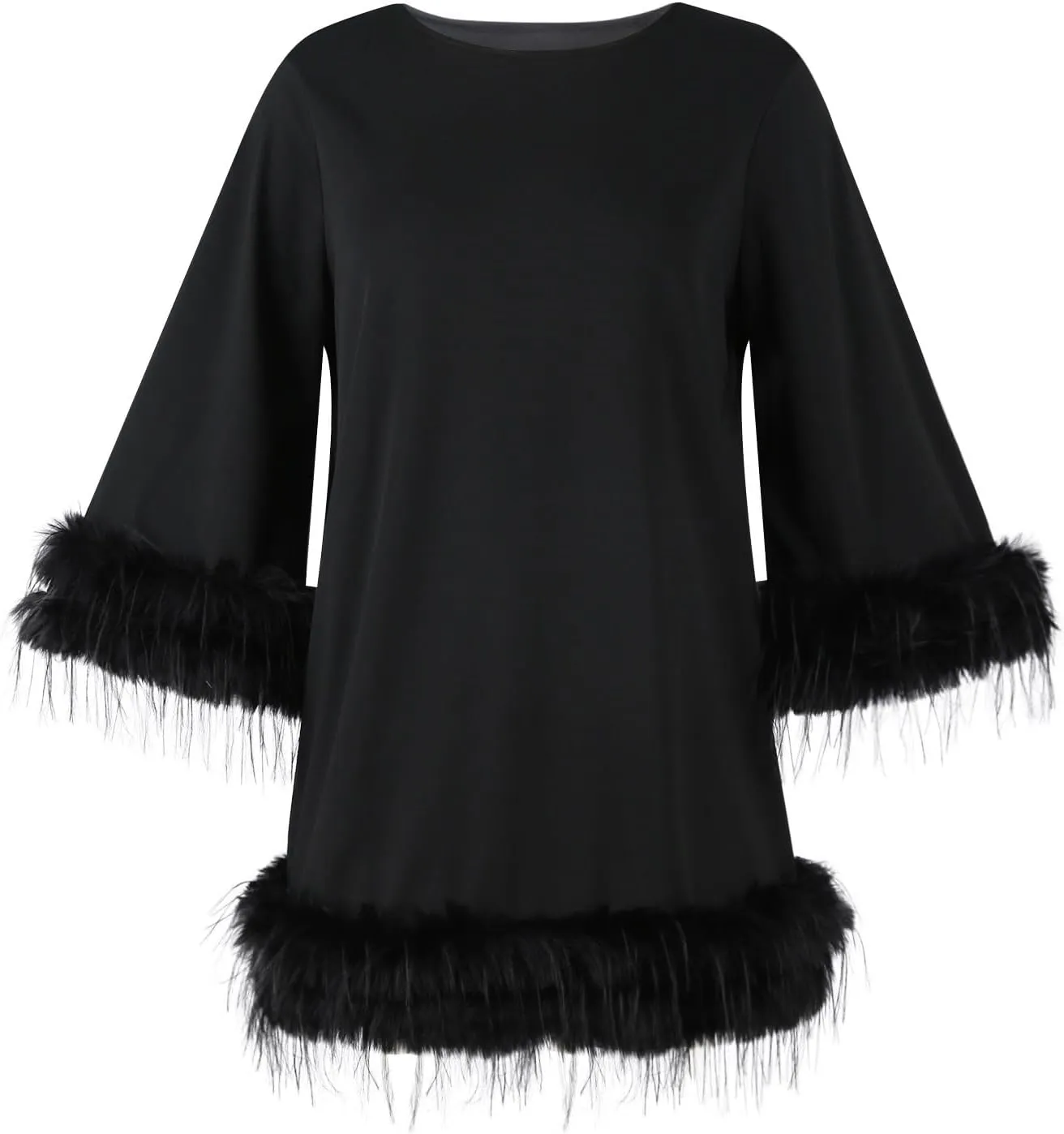 Women's Fall Casual Trendy Elegant Long Sleeve Crew Neck Solid Plush Dress