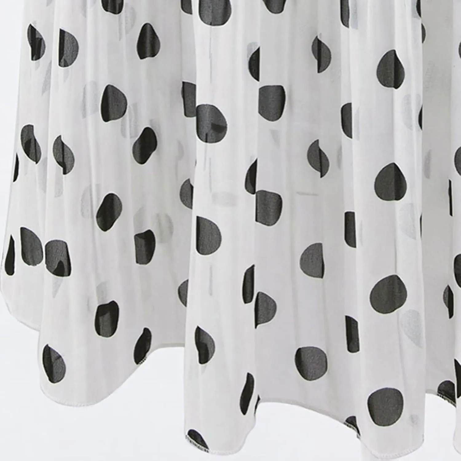 Womens Fashion Casual Polka Dot Pleated High Waist Midi Skirt Flared Double-Layered Mesh Midi Skirt Puffy Summer