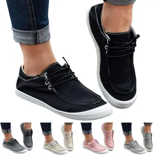 Women's Fashion Sneakers, Christmas Print Canvas Shoes Flat Round Toe Non-Slip Flat Shoes Slip On Loafers Shoes