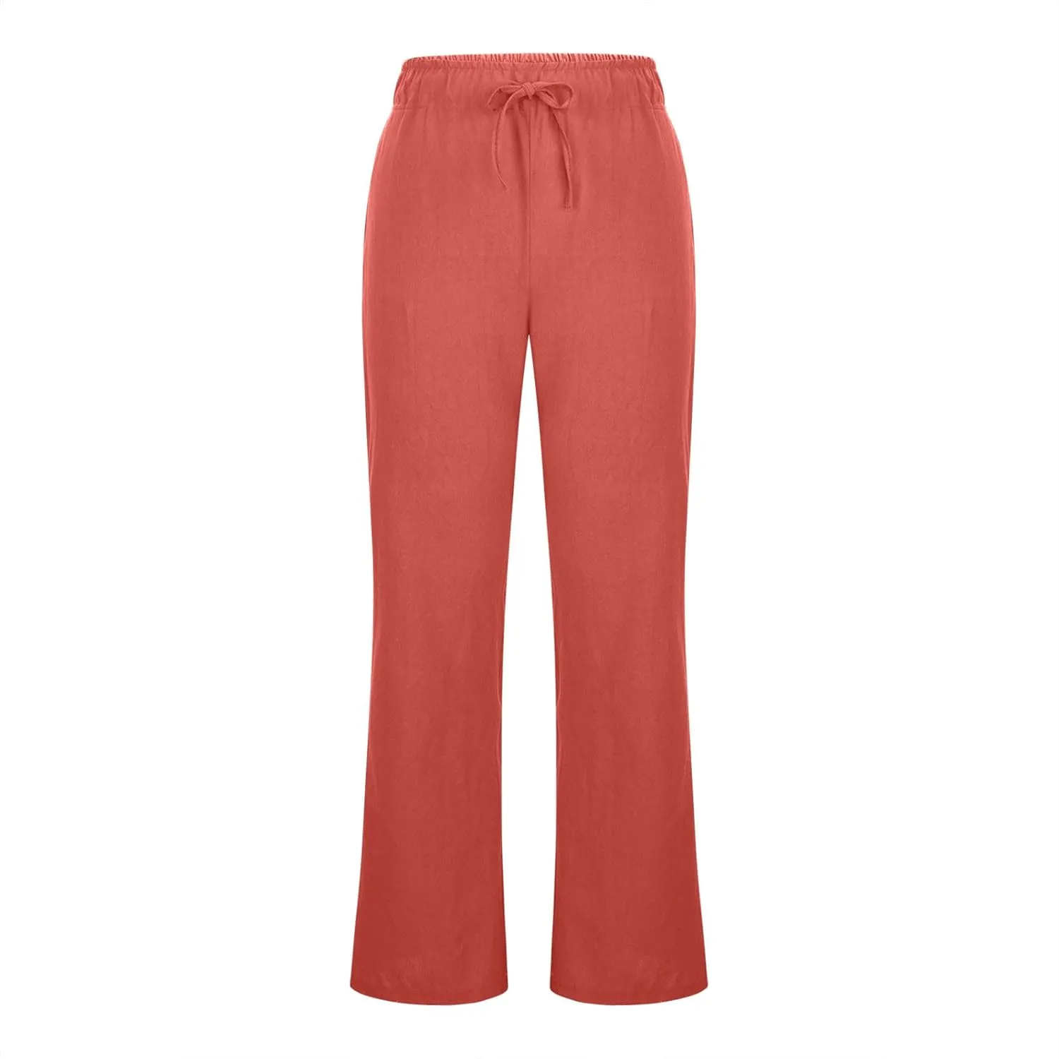 Women's Flare Pants Linen Casual Summer Pants High Waistd Comfy Pants Loose Trendy Work Pants with Pockets Trousers
