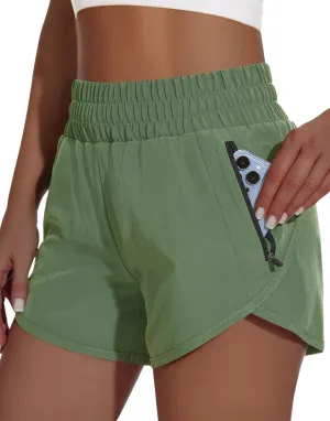 Women's High Waisted Athletic Shorts 4" High Rise Running Workout Gym Quick Dry Tummy Control Short with Zipper Pockets