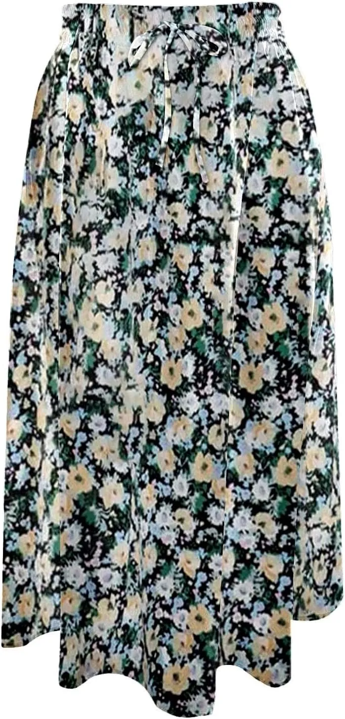 Women's High Waisted Skirts Pleated Flowy Drawstring Casual Skirts Lightweight Elastic Waisted Skorts with Pockets 2025