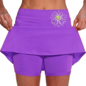 Women's High Waisted Tennis Skorts Floral Print Breathable Casual Skirts Lightweight Baggy Tummy Control Comfort Shirts