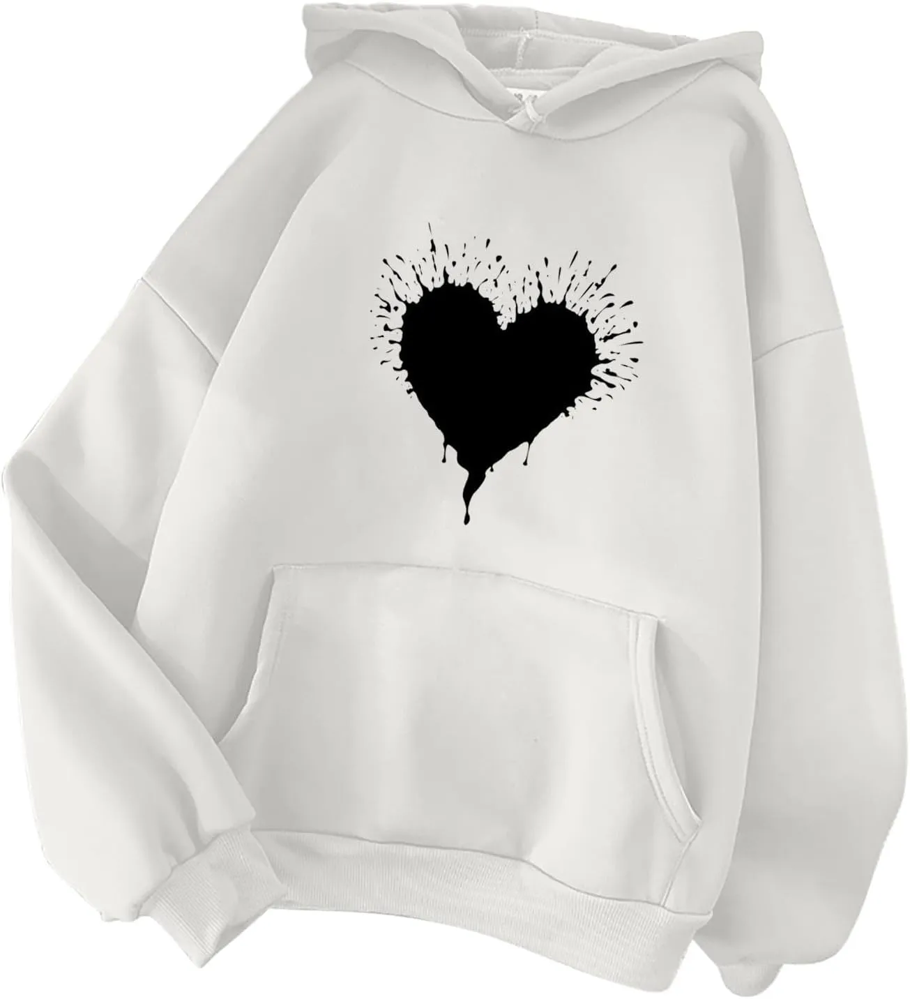 Womens Hoodies Cute Heart Graphic Sweatshirts Fashion Long Sleeve Pullover Teen Girls Casual Soft Tops Fall Outfits