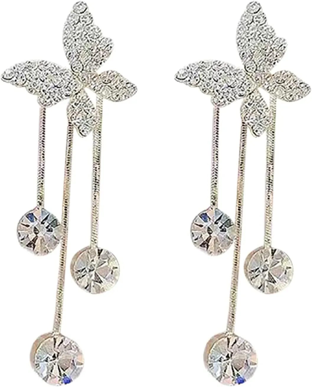 Women's Hoop Earrings Dangle Earrings for Women,Long Hanging Gold Plated Silver Chain Earrings Bow Pearl Threader Earrings Jewelry Accessory Gifts Chunky Clip on Hoop Earrings