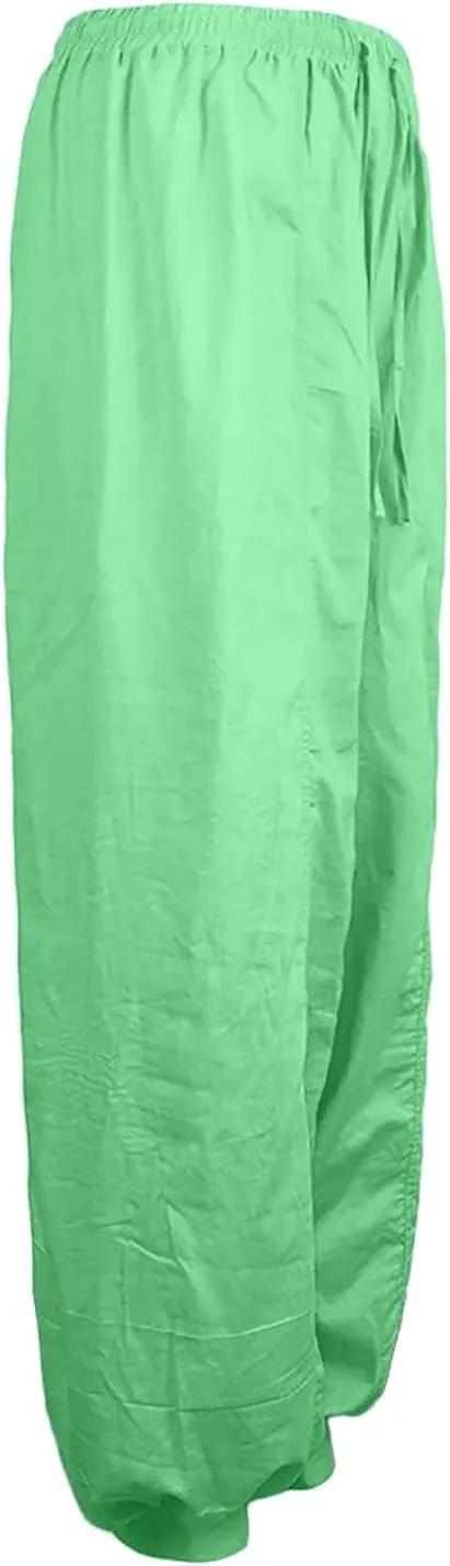 Women's Linen Harem Pants Plus Size Casual Beach Yoga Trousers Baggy Drop Crotch Boho Wide Leg Lantern Pants