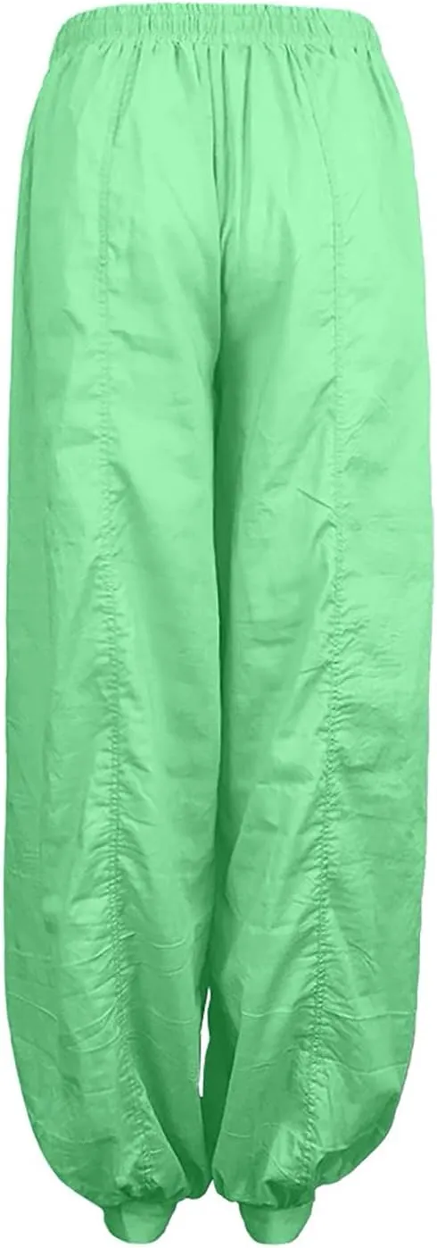 Women's Linen Harem Pants Plus Size Casual Beach Yoga Trousers Baggy Drop Crotch Boho Wide Leg Lantern Pants