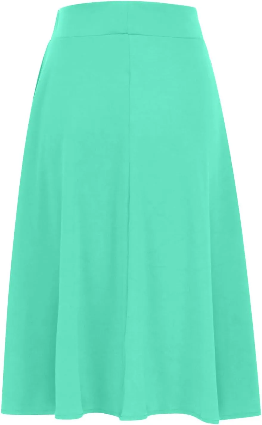 Women's Midi Skirts High Waist Summer Skirts Dressy Casual Solid Skirts Lightweight Flare Skirts Flowy Pleated Skirts