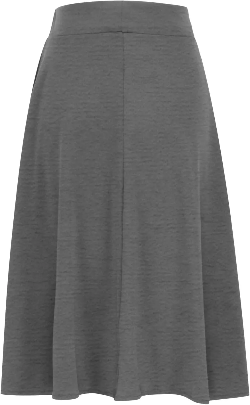 Women's Midi Skirts High Waist Summer Skirts Dressy Casual Solid Skirts Lightweight Flare Skirts Flowy Pleated Skirts