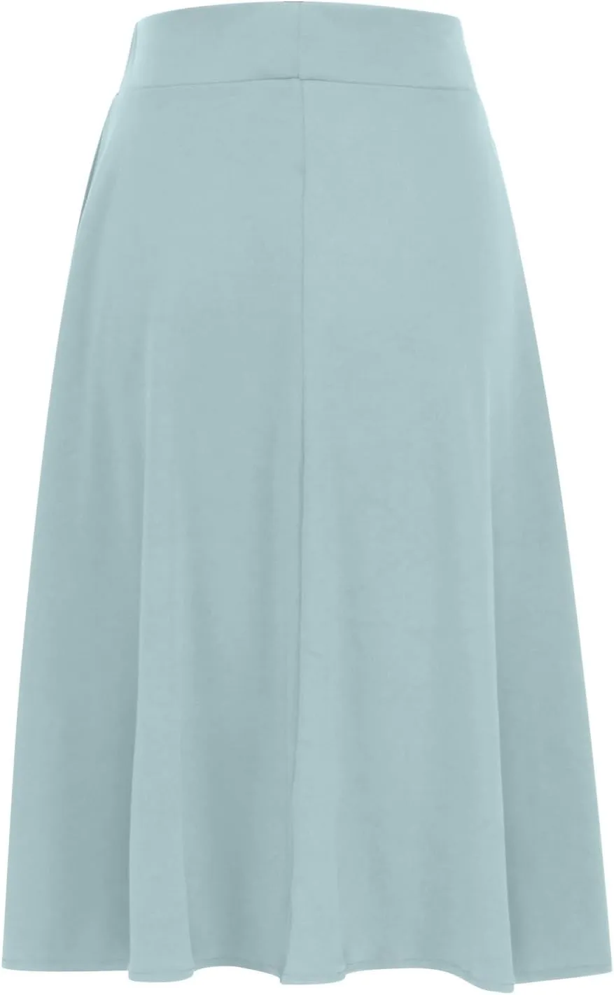 Women's Midi Skirts High Waist Summer Skirts Dressy Casual Solid Skirts Lightweight Flare Skirts Flowy Pleated Skirts