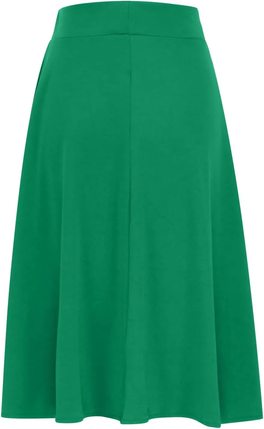 Women's Midi Skirts High Waist Summer Skirts Dressy Casual Solid Skirts Lightweight Flare Skirts Flowy Pleated Skirts