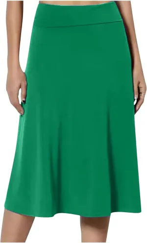 Women's Midi Skirts High Waist Summer Skirts Dressy Casual Solid Skirts Lightweight Flare Skirts Flowy Pleated Skirts