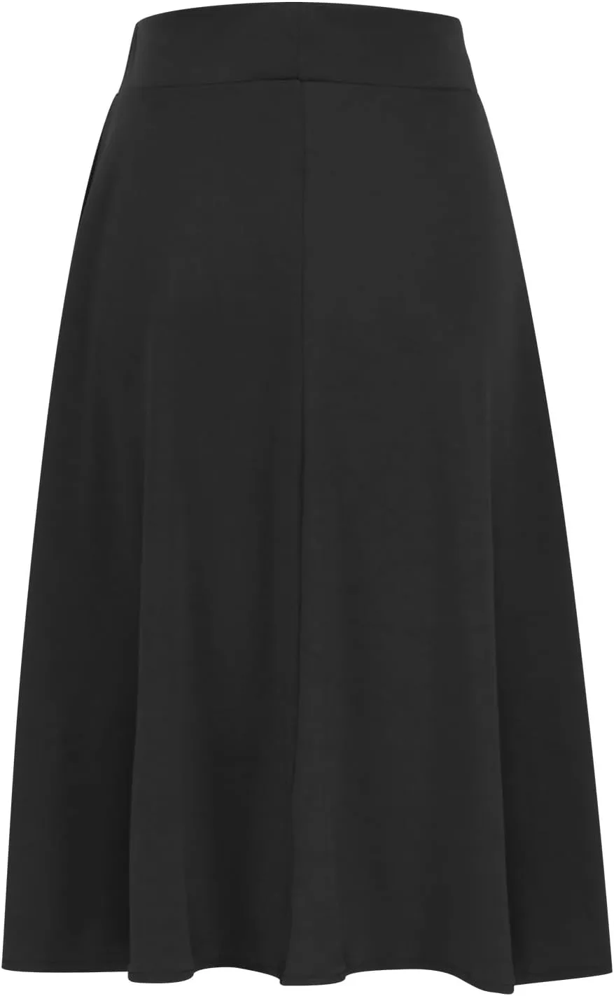 Women's Midi Skirts High Waist Summer Skirts Dressy Casual Solid Skirts Lightweight Flare Skirts Flowy Pleated Skirts