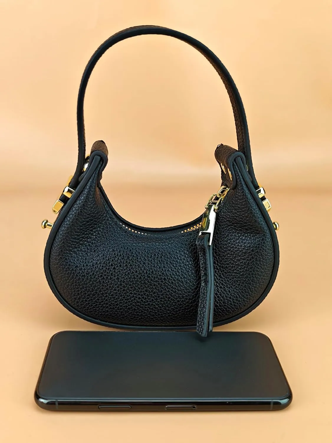 Women's Mini Clutch Handbags Y2K PU Leather Cute Small Crescent Bags