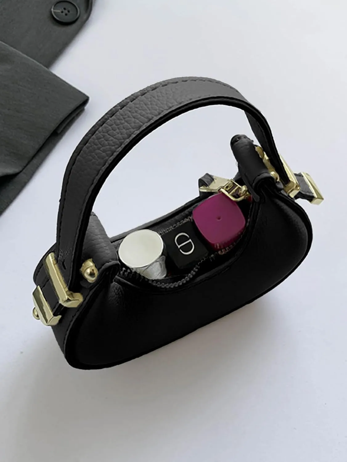 Women's Mini Clutch Handbags Y2K PU Leather Cute Small Crescent Bags