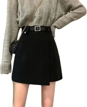 Womens Mini Skirt High Waisted Basic Casual A-Line Short Skirtswith Belt