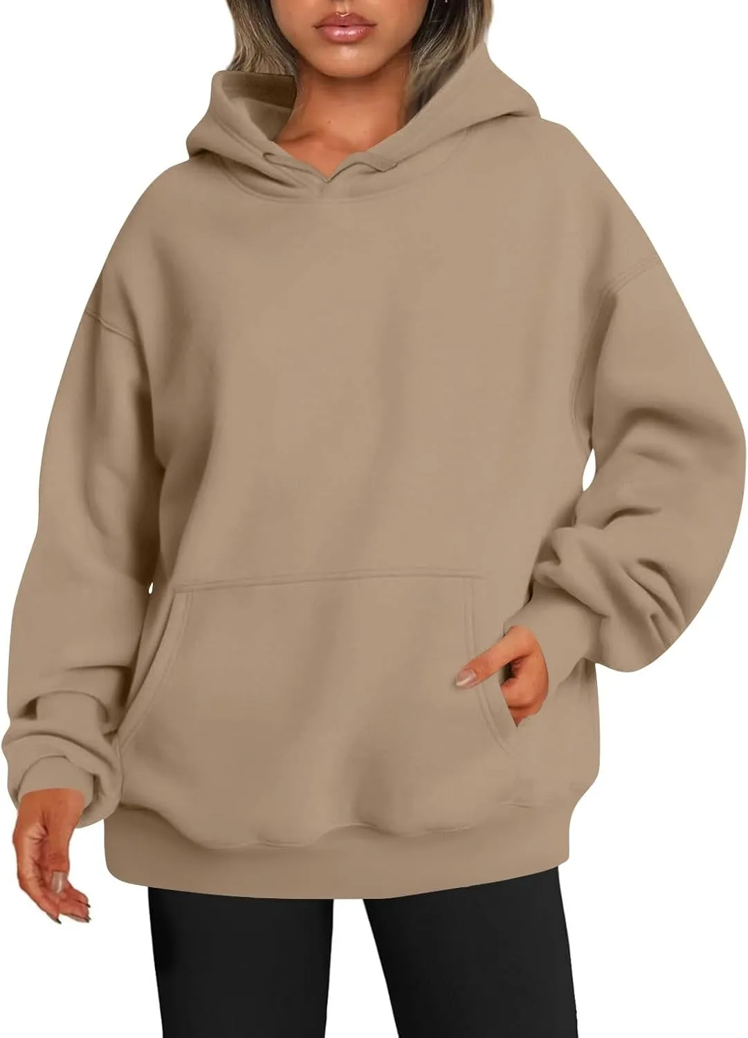 Womens Plain Hoodies Oversized Sweatshirts Pullover Fleece Sweaters With Pockets Winter Fall Outfits Y2k Clothes