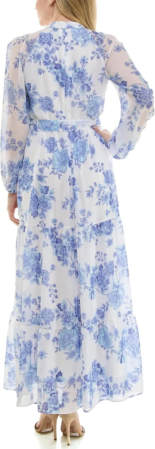Women's Printed Long Sleeve Maxi Dress