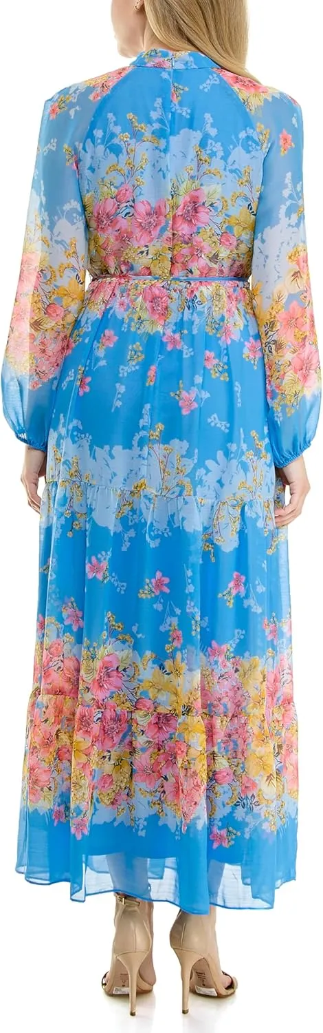 Women's Printed Long Sleeve Maxi Dress