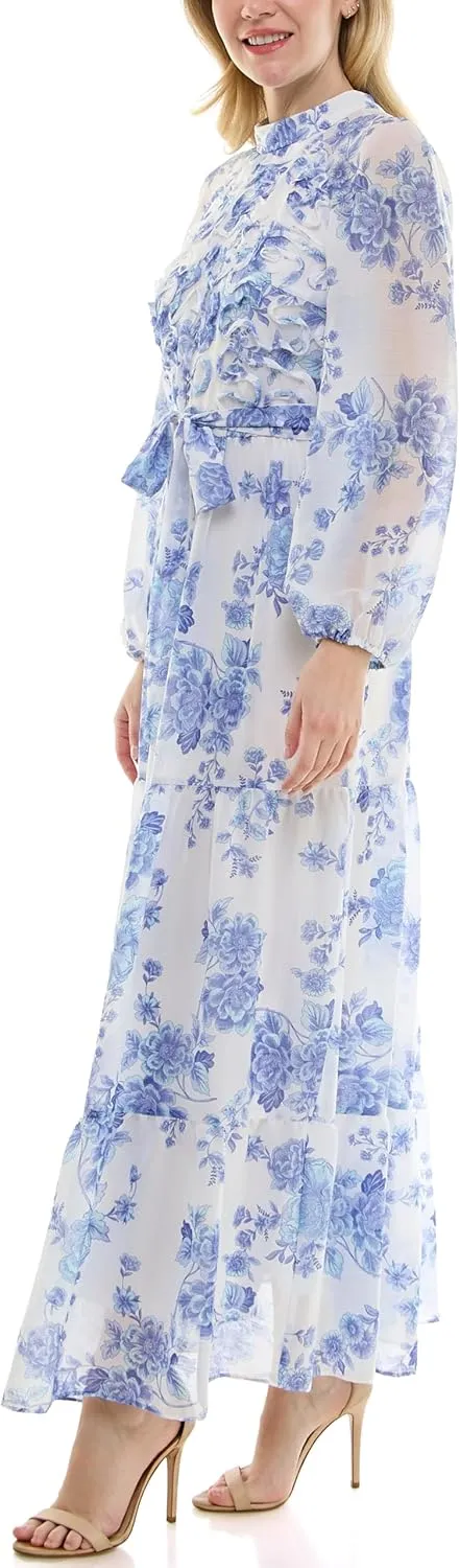 Women's Printed Long Sleeve Maxi Dress