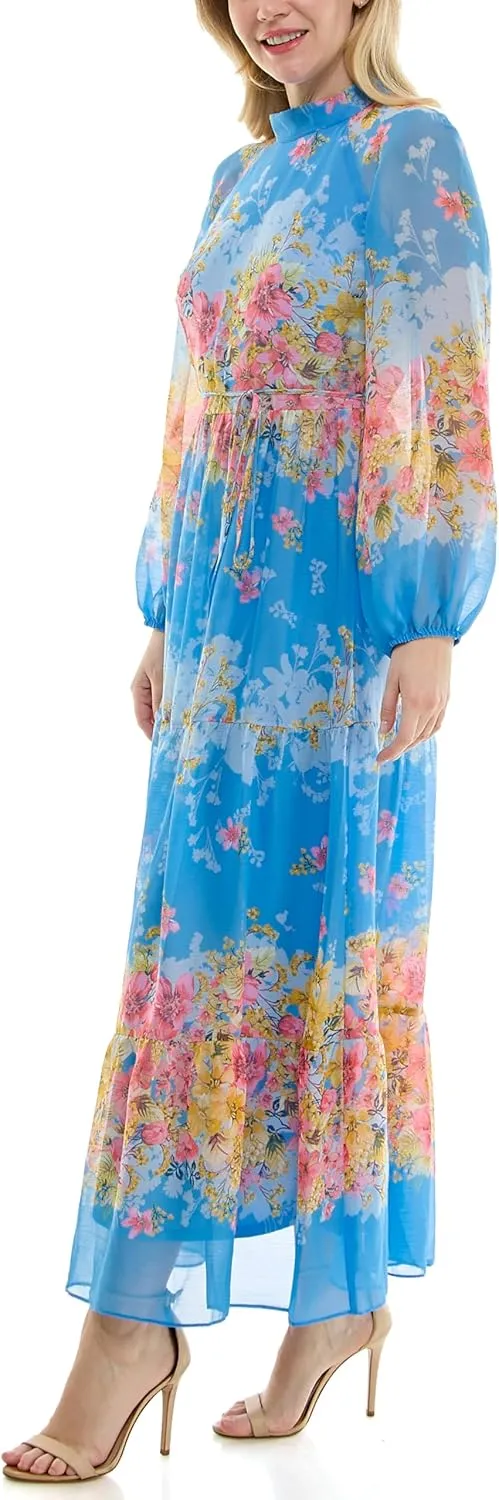 Women's Printed Long Sleeve Maxi Dress