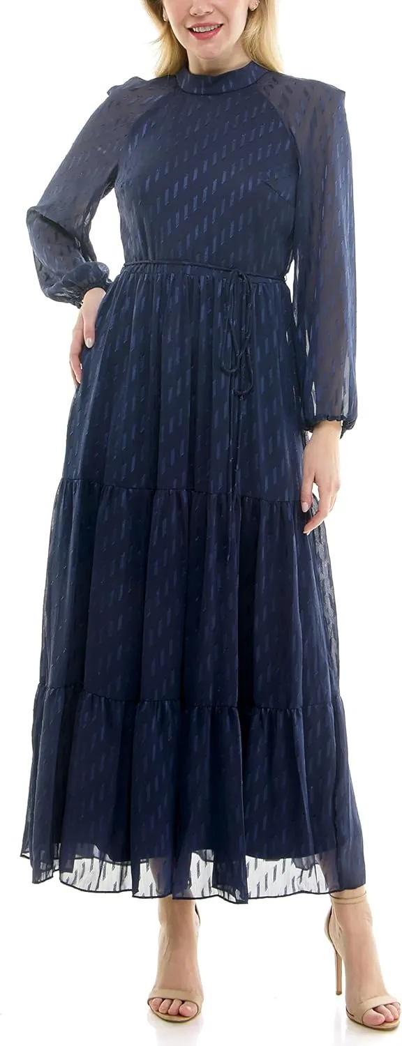 Women's Printed Long Sleeve Maxi Dress