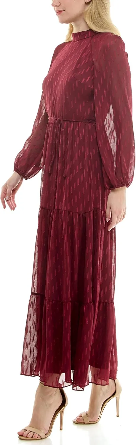 Women's Printed Long Sleeve Maxi Dress
