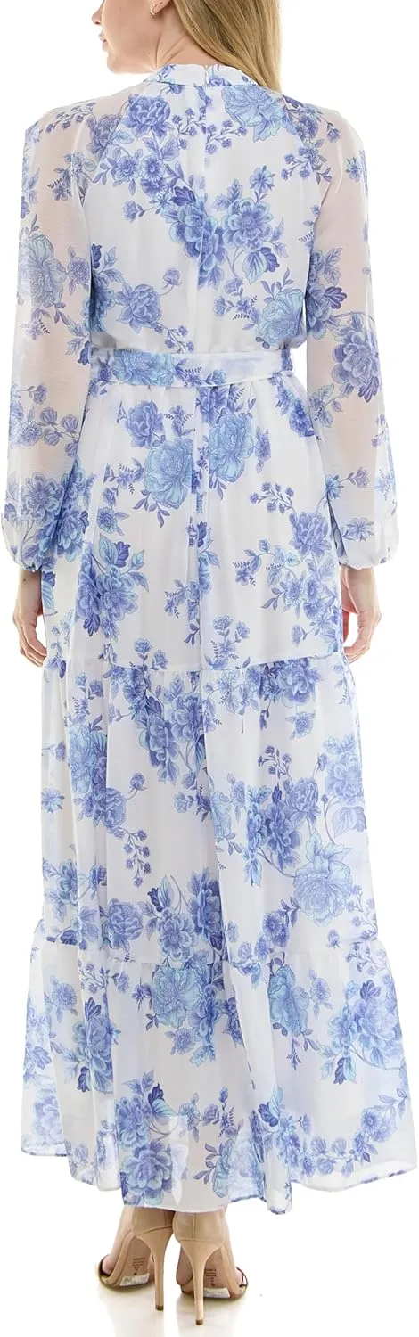 Women's Printed Long Sleeve Maxi Dress