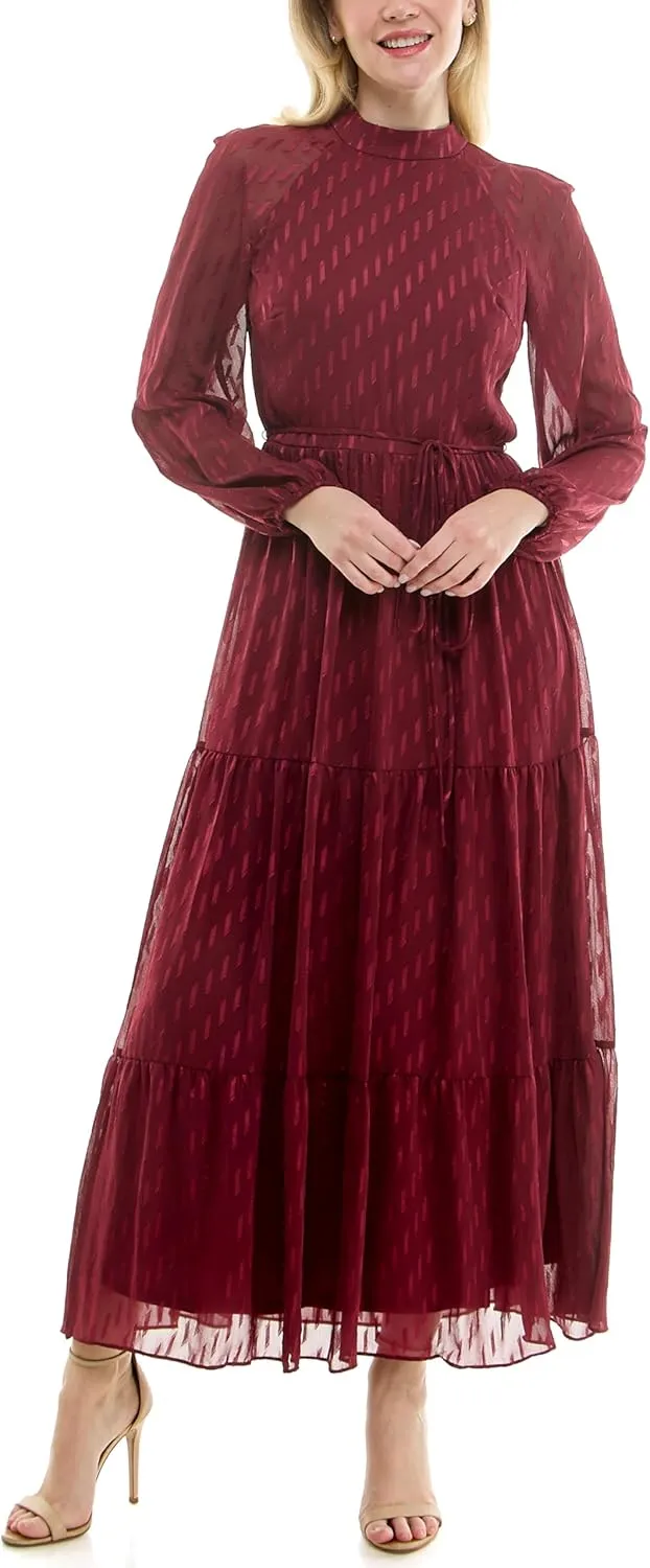 Women's Printed Long Sleeve Maxi Dress