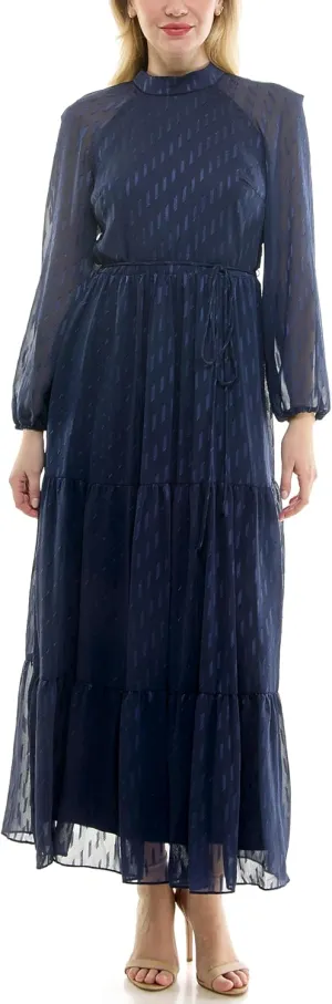 Women's Printed Long Sleeve Maxi Dress