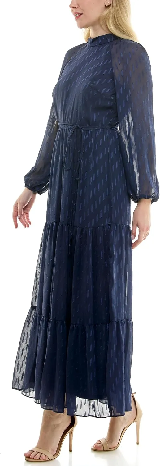 Women's Printed Long Sleeve Maxi Dress