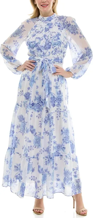 Women's Printed Long Sleeve Maxi Dress