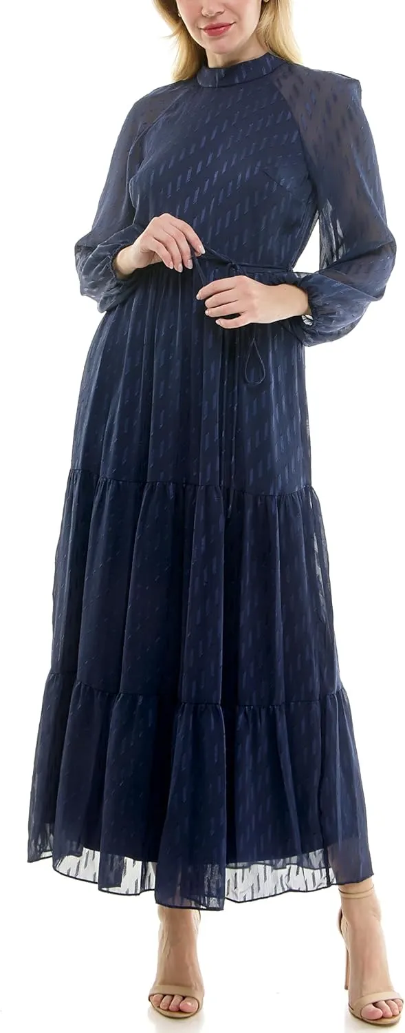 Women's Printed Long Sleeve Maxi Dress
