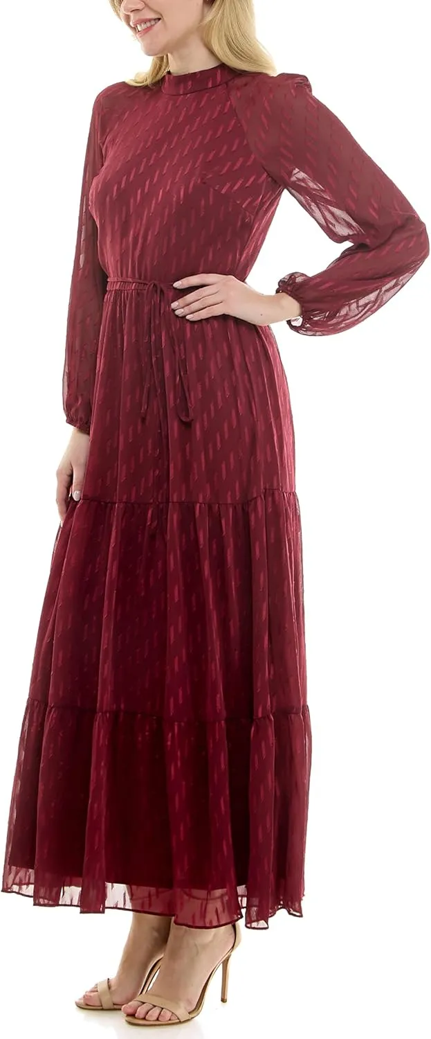 Women's Printed Long Sleeve Maxi Dress