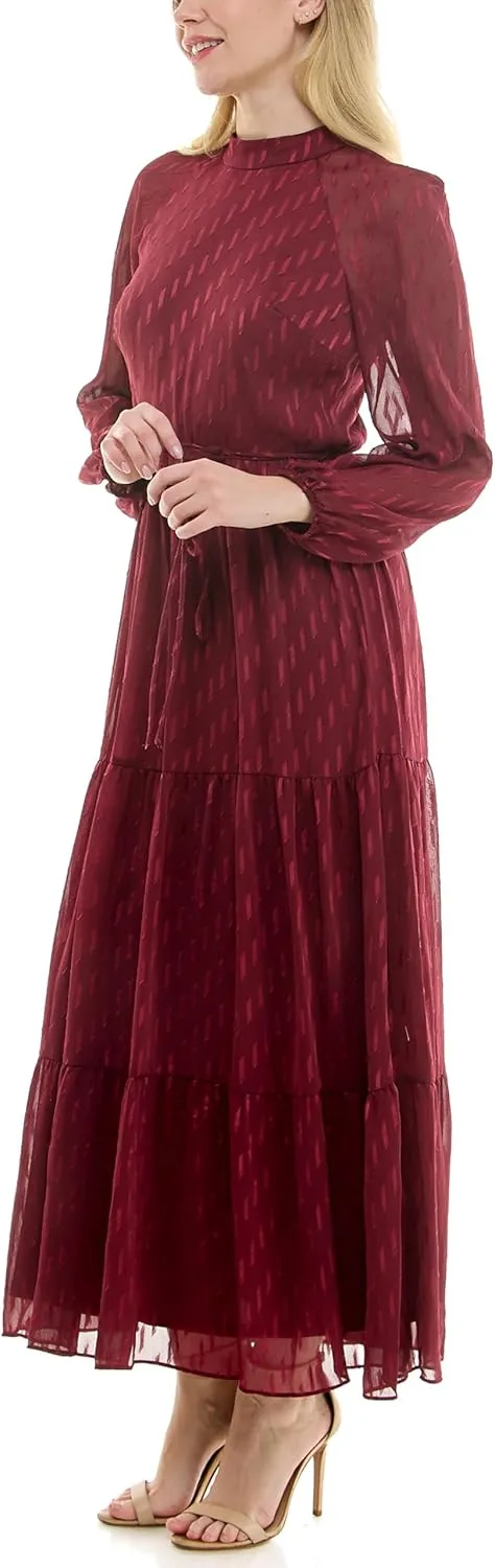 Women's Printed Long Sleeve Maxi Dress