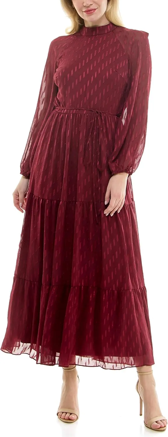 Women's Printed Long Sleeve Maxi Dress