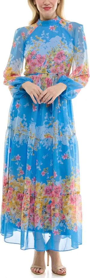 Women's Printed Long Sleeve Maxi Dress