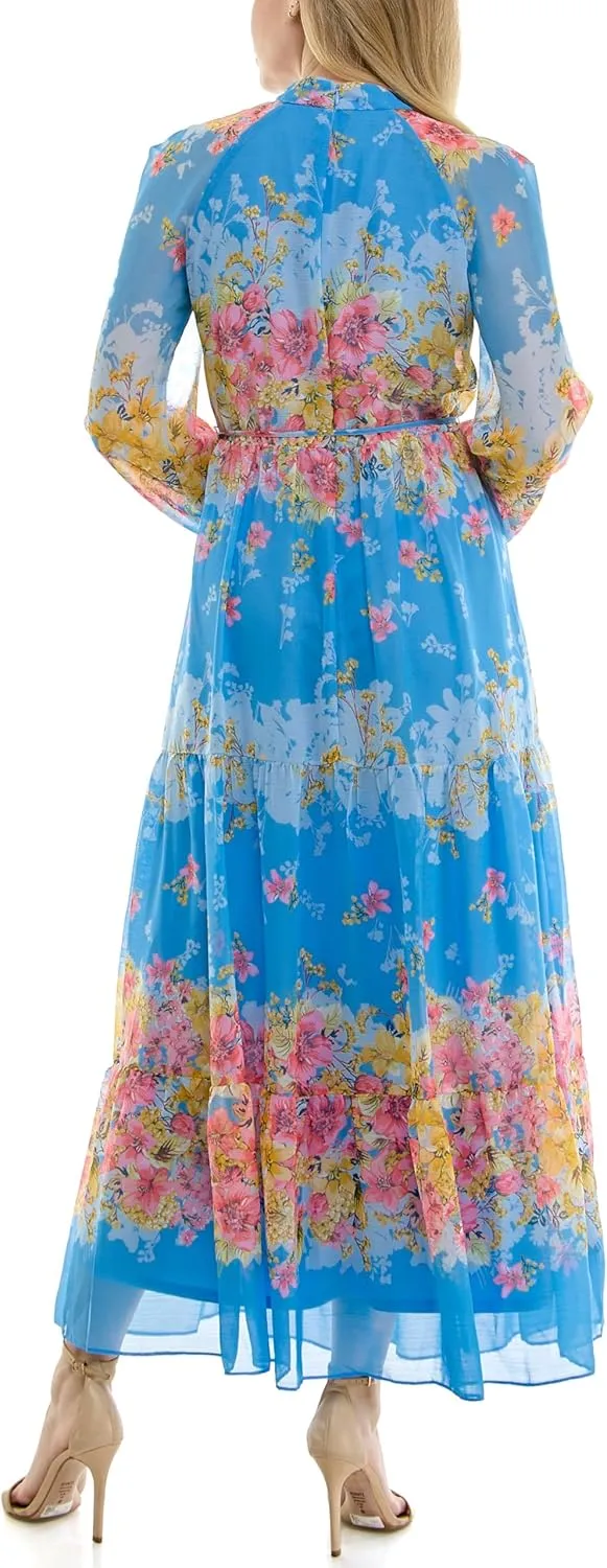 Women's Printed Long Sleeve Maxi Dress