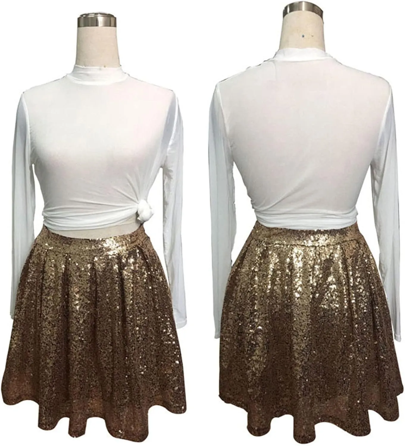 Womens Sequin Skirts Fashion High Waisted Pleated Skirts Holiday Party Sparkly Glitter Skirts 2025 Summer Trendy Skirts