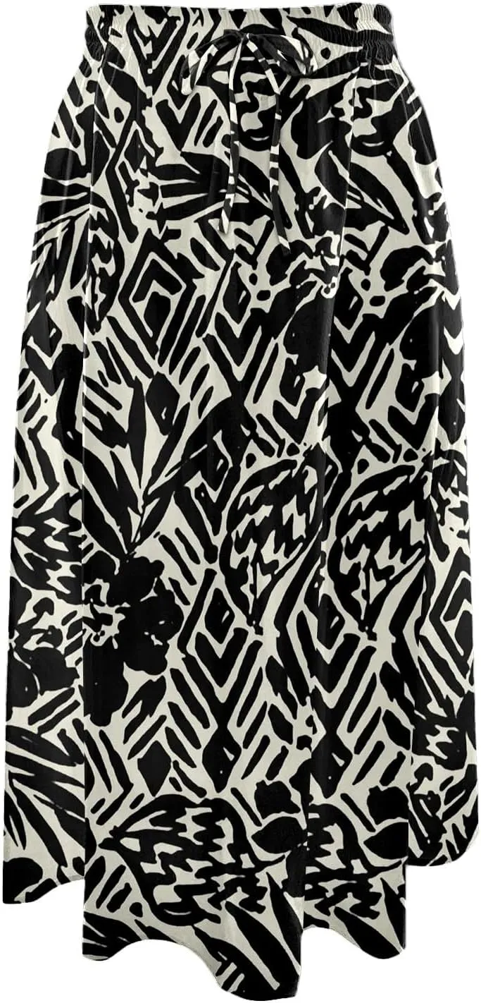 Womens Skirts Elastic Waisted Mid High Waisted Flowy Elegant Skirt Loose Fashionable Comfortable Skorts with Pockets